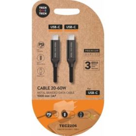 TechOneTech Cable USB-C Macho a USB-C Macho 1m - Recubierto de Nylon Trenzado Negro
