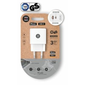 TechOneTech Cargador Doble de Pared USB-A a USB-C  12W Blanco