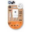 TechOneTech Cargador Doble de Pared + Cable USB-A a USB-C 1m - Recubierto de Nylon Trenzado Blanco
