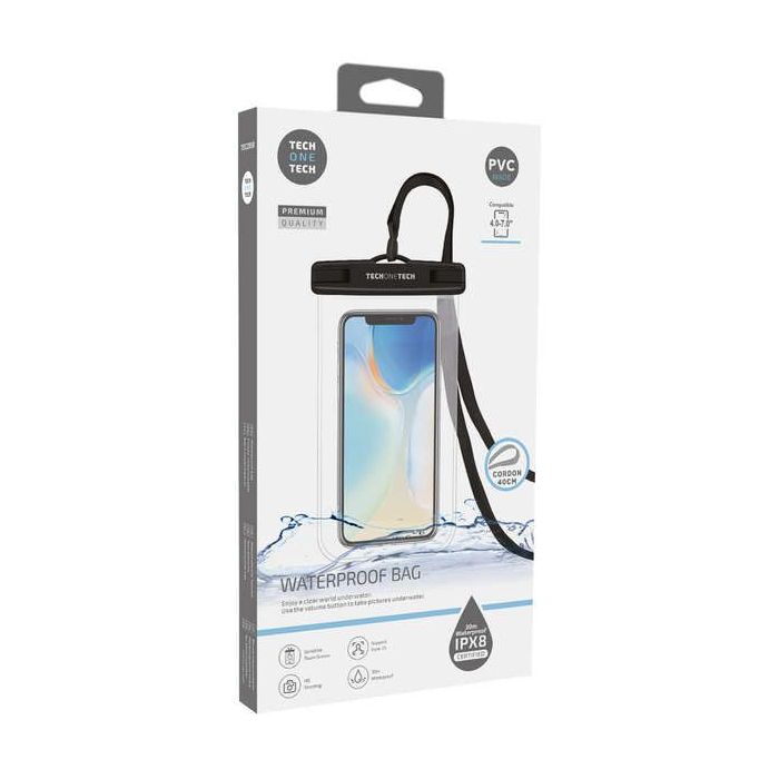 TechOneTech Funda Impermeable para Smartphone hasta 7  - Con Colgante - Resistencia IPX8 - Fabricada en PVC