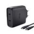 Trust Maxo Cargador de Pared - 65W - GaN - 2xUSB-C - Cable USB-C de 2m - Power Delivery - Plastico Reciclado - 30x63x97mm - Colo