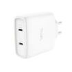 Trust Maxo Cargador de Pared - 65W - GaN - 2xUSB-C - Cable USB-C de 2m - Power Delivery - Plastico Reciclado - 30x63x97mm - Colo