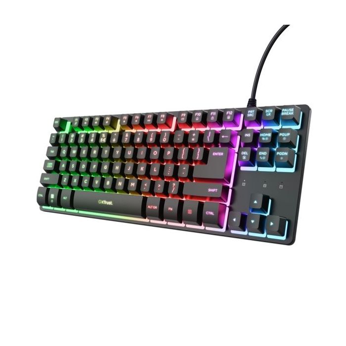 Trust GXT 833 Thado Teclado Gaming con Cable de 1.5m - Formato TKL - Iluminacion RGB - Patas Antideslizantes - 87 Teclas - Anti-