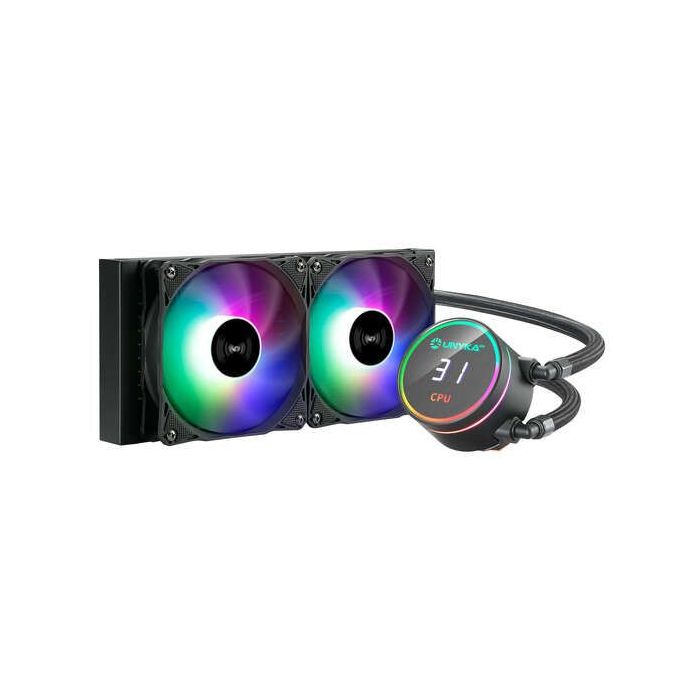 Unykach Aquastorm 240 Kit de Refrigeracion Liquida - 2 Ventiladores de 120mm - Iluminacion RGB - Visualizacion Temperatura CPU -