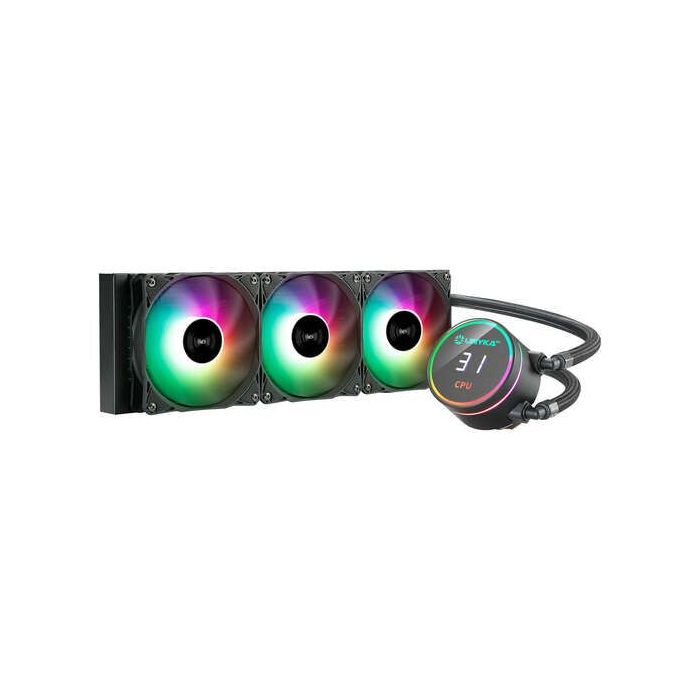 Unykach Aquastorm 360 Kit de Refrigeracion Liquida - 3 Ventiladores de 120mm - Iluminacion RGB - Visualizacion Temperatura CPU -