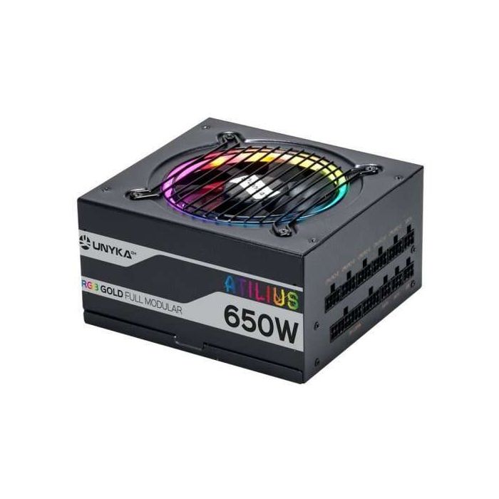 Unykach Atilius RGB Black 650W Fuente de Alimentacion 650W ATX 2.31 - Iluminacion RGB - Full Modular - PFC Activo - Ventilador 1