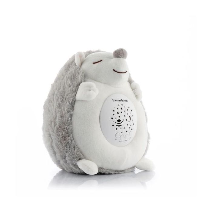Innovagoods Spikey Erizo de Peluche con Ruido Blanco y Proyector Quitamiedos - Luz LED RGB - Apagado Automatico - Estrellas y Lu