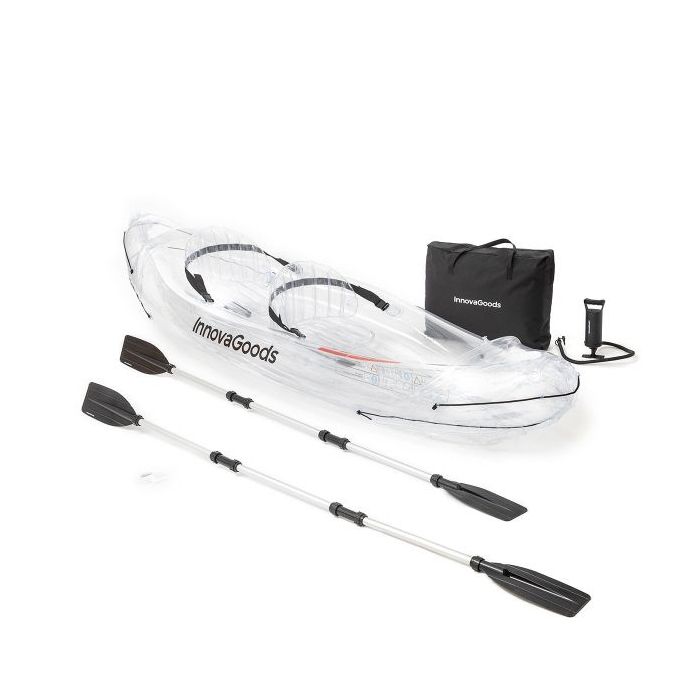 Innovagoods Kayak Inflable para 2 Personas - Bomba Manual - Soporta hasta 180kg - Incluye Accesorios - Bolsa de Transporte - 2 R