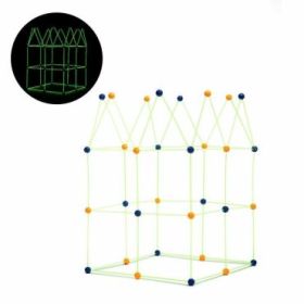 Innovagoods Builkitt Juego de Construccion de Fuertes - 155 Piezas - Fluorescente - Tela de 120x150cm - Bolsa de Transporte - Mu