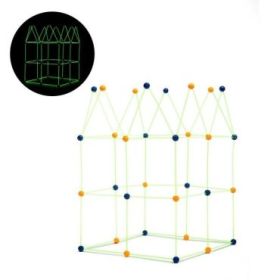 Innovagoods Archikitt Juego de Construccion de Fuertes - 85 Piezas - Fluorescente - Tela de 120x150cm - Bolsa de Transporte - Mu
