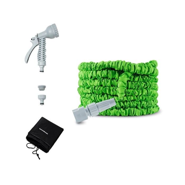 Innovagoods Hoostend Manguera de Jardin Extensible 15m - Presion hasta 8bar - Incluye Accesorios - Color Verde y Gris
