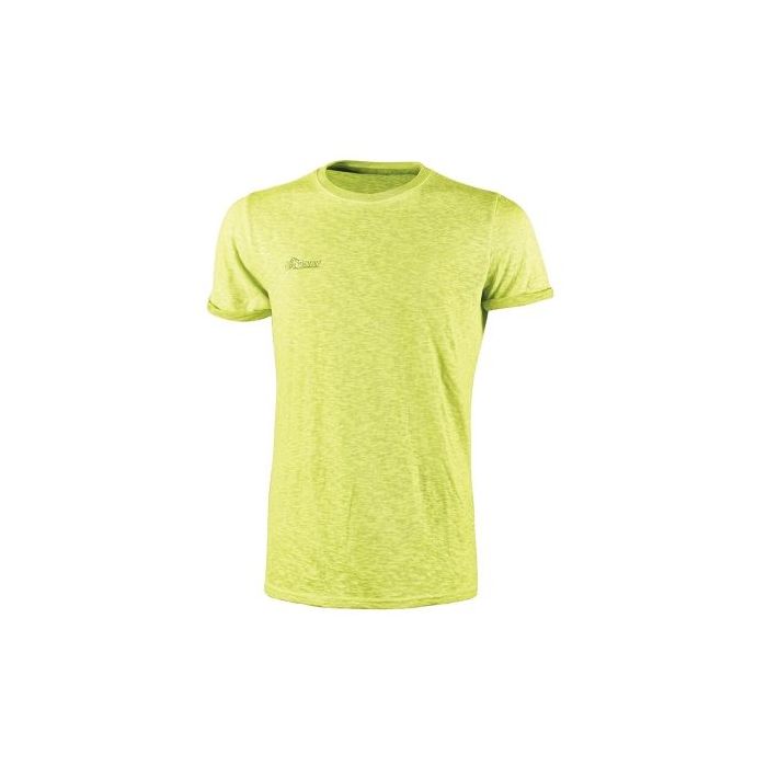 Upower Fluo Camiseta de Manga Corta - Talla 3XL - Algodon Flameado, Tejido Transpirable, Ajuste Slim-Fit, Cuello Redondo Acanala