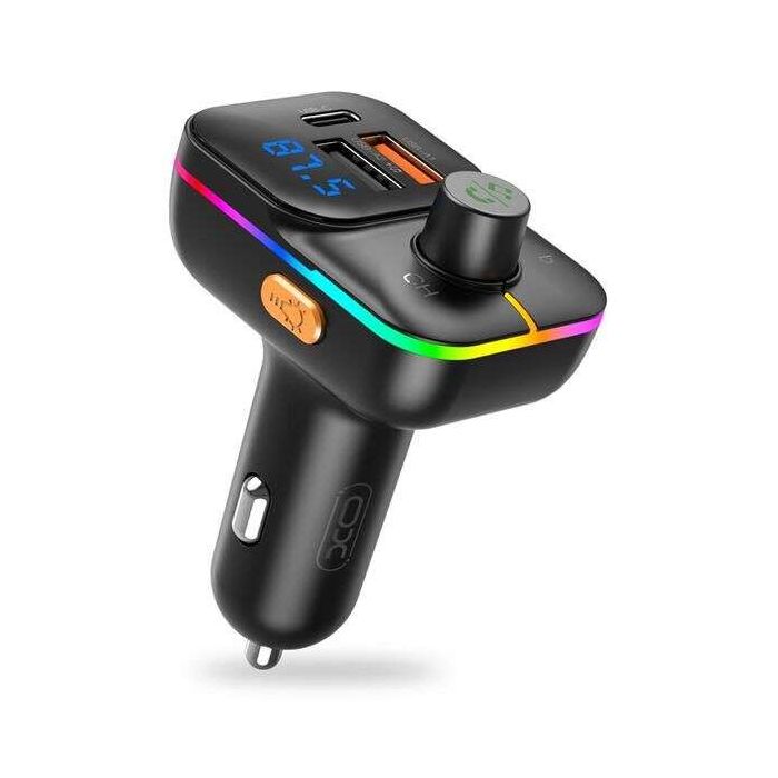XO Transmisor Bluetooth 5.0 FM - 2x USB- A, 1x USB-C 25W PD - Pantalla Led - Funcion Manos Libres