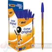Bic Cristal Original Fine Pack 50 Boligrafos de Bola - Punta Redonda de 0.8mm - Trazo de 0.30mm - Tinta con Base de Aceite - Translucido - Color Azul