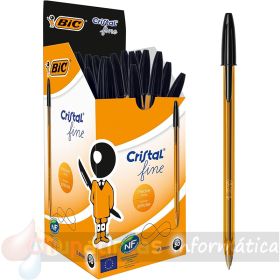 Bic Cristal Original Fine Pack 50 Bolígrafos de Bola - Punta Redonda de 0.8mm - Trazo de 0.30mm -  Color Negro-1