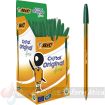 Bic Cristal Original Fine Pack 50 Boligrafos de Bola - Punta Redonda de 0.8mm - Trazo de 0.30mm - Tinta con Base de Aceite - Translucido - Color Verde