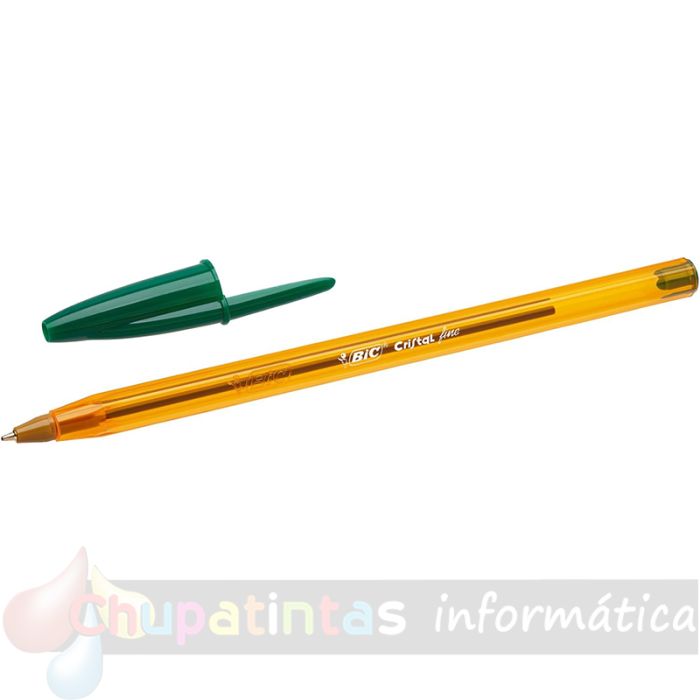 Bic Cristal Original Fine Pack 50 Boligrafos de Bola - Punta Redonda de 0.8mm - Trazo de 0.30mm - Tinta con Base de Aceite - Translucido - Color Verde