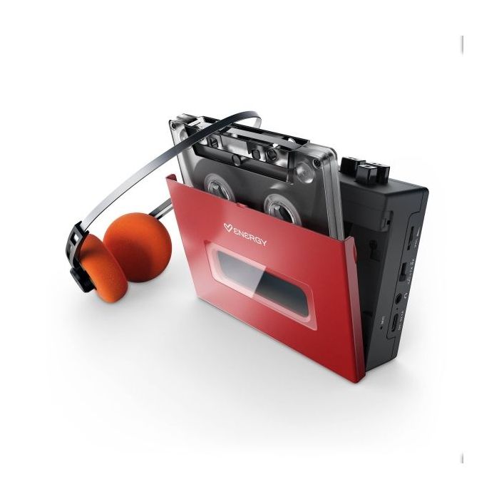 Energy Sistem Portable Cassette Player Reproductor de Cintas Cassette - Bluetooth - Auriculares Retro Incluidos - Microfono Para