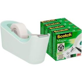Scotch C18 Pack de Dispensador de Cinta Adhesiva + 4 Cintas Adhesivas Scotch Magic - Para Cintas de hasta 19mm x 33m - Color Ver