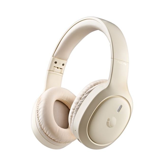 NGS Artica Tempest Auriculares Bluetooth 6.0 - Bateria Extraible - Plegable - Autonomia hasta 80h - Color Beige