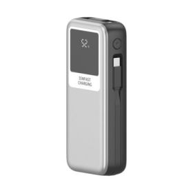 Leotec Powerbank 10.000 mAh - Carga Rapida 35W - Cable USB Retractil -  Color Plata