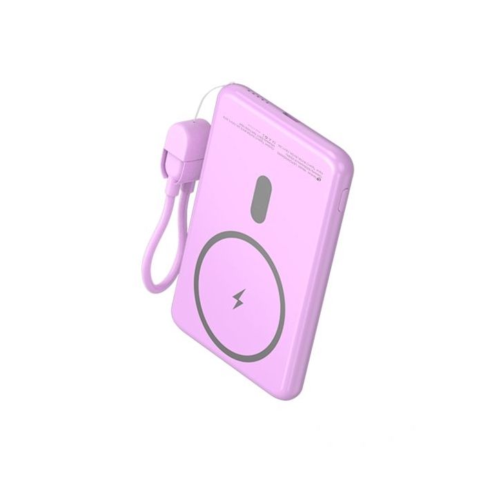 Leotec Powerbank Inalambrico 5.000 mAh -  PD 20W - Qi 15W - Color Rosa