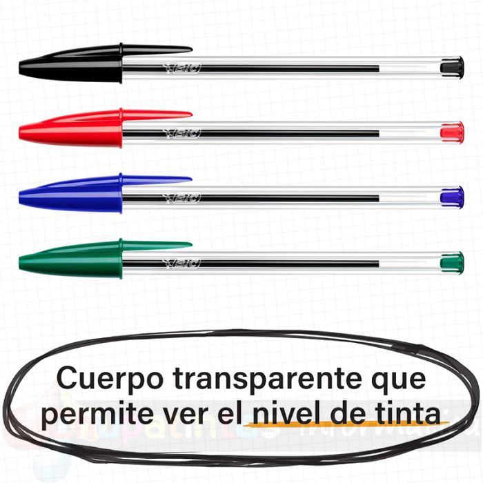 Bic Cristal Original Pack de 5 Bolígrafos de Bola - Punta Redonda de 1.0mm - Trazo 0.4mm - Color Negro-4