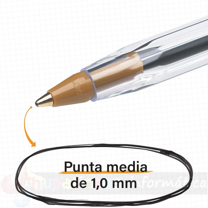 Bic Cristal Original Pack de 5 Bolígrafos de Bola - Punta Redonda de 1.0mm - Trazo 0.4mm - Color Azul-4