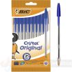 Bic Cristal Original Pack de 10 Boligrafos de Bola - Punta Redonda de 1.0mm - Trazo 0.4mm - Tinta con Base de Aceite - Color Azul