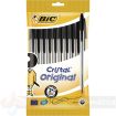 Bic Cristal Original Pack de 10 Boligrafos de Bola - Punta Redonda de 1.0mm - Trazo 0.4mm - Tinta con Base de Aceite - Color Negro