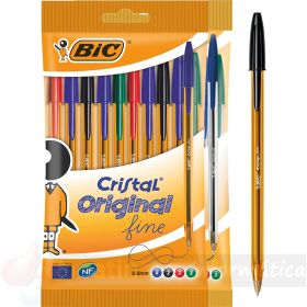 Bic Cristal Original Fine Pack de 10 Bolígrafos de Bola - Punta Redonda de 0.8mm - Trazo 0.3mm - Colores Surtidos-1