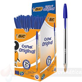 Bic Cristal Original Pack de 50 Bolígrafos de Bola - Punta Redonda de 1.0mm - Trazo 0.4mm - Color Azul-1
