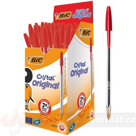 Bic Cristal Original Pack de 50 Bolígrafos de Bola - Punta Redonda de 1.0mm - Trazo 0.4mm - Color Rojo-1