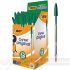Bic Cristal Original Pack de 50 Bolígrafos de Bola - Punta Redonda de 1.0mm - Trazo 0.4mm - Color Verde-1