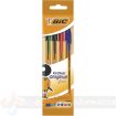 Bic Cristal Original Fine Pack de 4 Boligrafos de Bola - Punta Redonda de 0.8mm - Trazo de 0.30mm - Tinta con Base de Aceite - Translucido - Colores Surtidos
