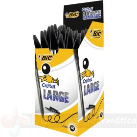 Bic Cristal Large Pack de 50 Bolígrafos de Bola - Punta Gruesa de 1.6mm - Trazo 0.6mm - Color Negro-1