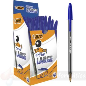 Bic Cristal Large Pack de 50 Bolígrafos de Bola - Punta Gruesa de 1.6mm - Trazo 0.6mm - Color Azul-1