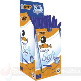 Bic Cristal Soft Pack de 50 Bolígrafos de Bola - Punta Media de 1.2mm - Trazo 0.45mm - Color Azul-1