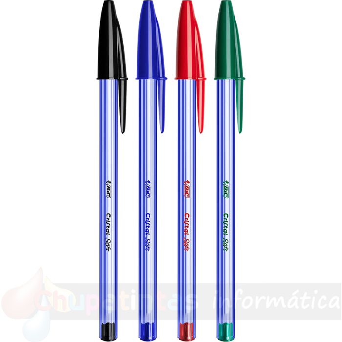 Bic Cristal Soft Pack de 4 Bolígrafos de Bola - Punta Media de 1.2mm - Trazo 0.45mm - Colores Surtidos-2