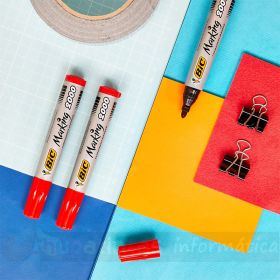 Bic Marking 2000 Ecolutions Rotulador Permanente - Tinta con Base de Alcohol - Ecológico - Secado Rápido - Color Rojo-3