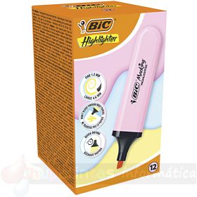 Bic Marking Highlighter Flat Marcador Fluorescente - Punta Biselada - Rosa Pastel-1