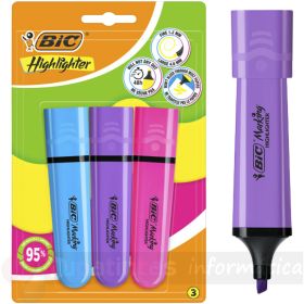 Bic Marking Highlighter Flat Pack 3 Marcadores Fluorescente - Punta Biselada - Colores Surtidos-1
