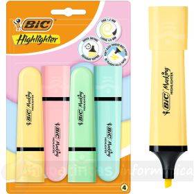 Bic Marking Highlighter Flat Pastel Pack 4 Marcadores Fluorescente - Punta Biselada - Colores Surtidos-1