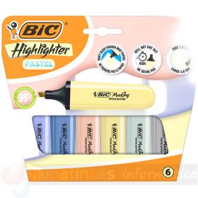 Bic Marking Highlighter Flat Pastel Mineral Pack 6 Marcadores Fluorescente - Punta Biselada - Colores Surtidos-1