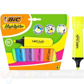 Bic Marking Highlighter Flat Pack 6 Marcadores Fluorescente - Punta Biselada - Colores Surtidos-1