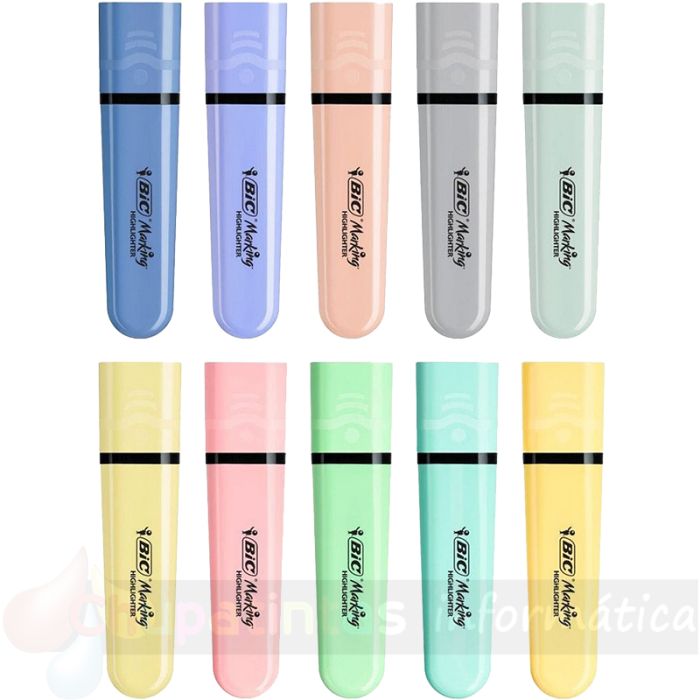 Bic Marking Highlighter Flat Pack 10 Marcadores Fluorescentes - Punta Biselada - Colores Surtidos Pastel y Mineral-2