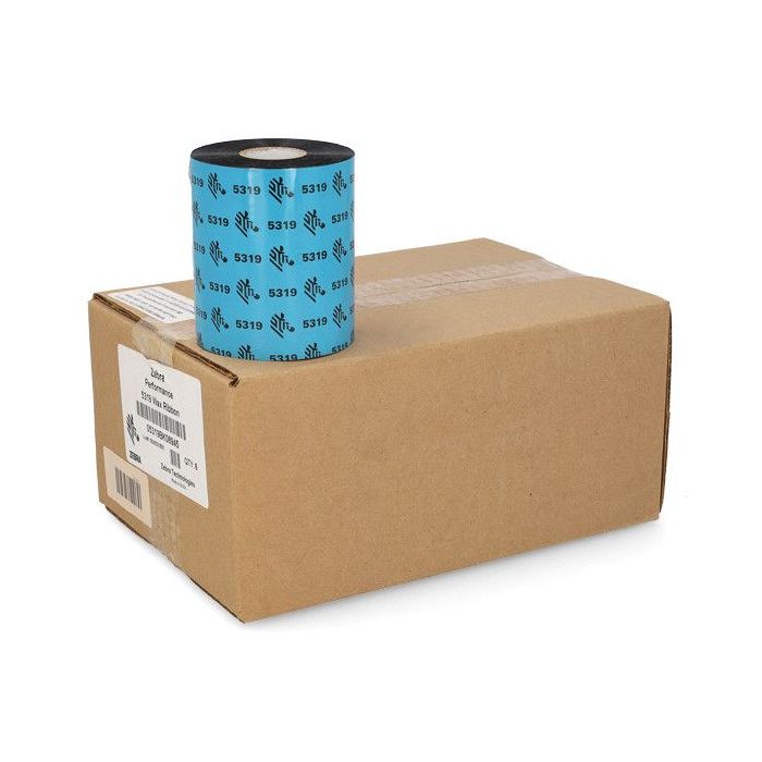 Zebra ZipShip 5319 Pack de 6 Cintas de Transferencia Termica Original de Cera - Ancho 89mm, Longitud 450m