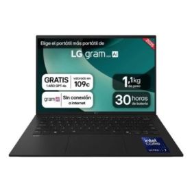 LG Gram 14Z90T-G.AD8BB Portatil 14  Intel Core Ultra 7 255H - 32GB - 2TB SSD - WiFi 7 - Windows 11 Home - Color Negro - Teclado