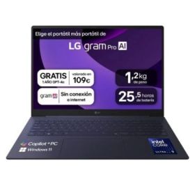 LG Gram 16Z90TS-G.AU99BN Portatil 16  Intel Core Ultra 9 288V - 32GB - 1TB SSD - WiFi 7 - Windows 11 Home - Color Gris - Teclado