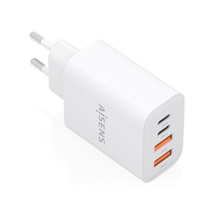Aisens Cargador Gan 32W - 2xUSB-C PD3.0 - 2xUSB-A QC3.0 - Color Blanco